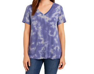 NWT Wildfox Purple/Blue Tie-Dye V-Neck Short Sleeve Shirt Top Size Medium
